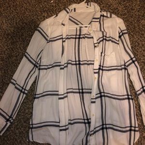 Blue & white plaid button down